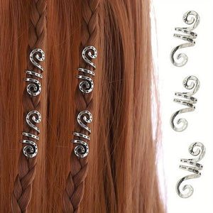 Silver & Gold Spiral Hair Beads for Braids & Dreadlocks – Stylish Hair Cuffs for a Trendy Look