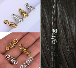 Silver & Gold Spiral Hair Beads for Braids & Dreadlocks – Stylish Hair Cuffs for a Trendy Look